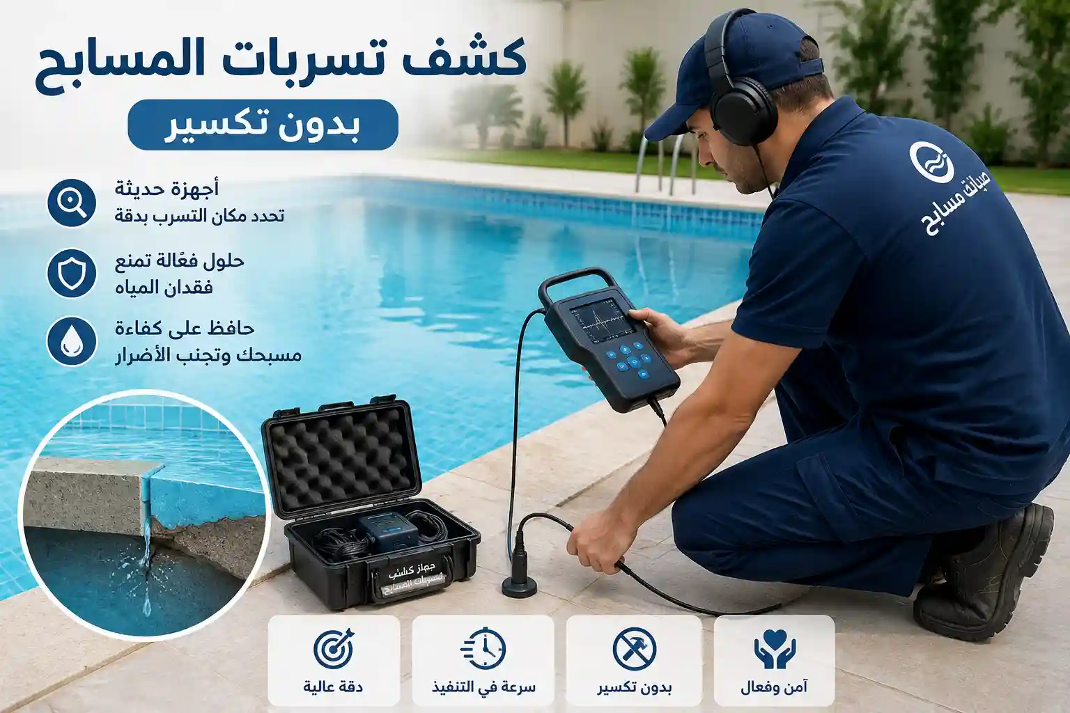 كشف تسربات المسابح